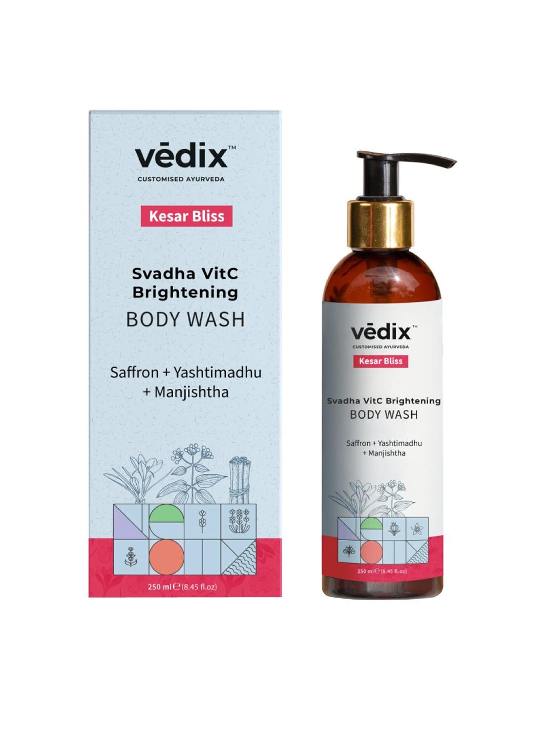 VEDIX Svadha VitC Brightening Kesar Bliss Ayurvedic Body Wash with Manjishtha 250 ml