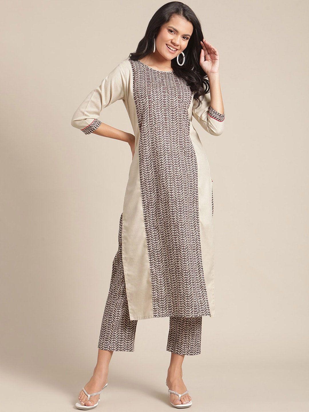 ksut-women-cream-coloured-printed-panelled-kurta-with-trousers