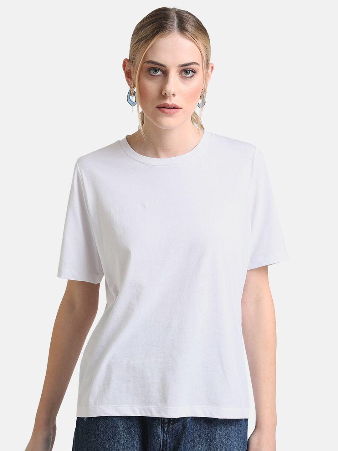 kazo-women-white-solid-cotton-t-shirt