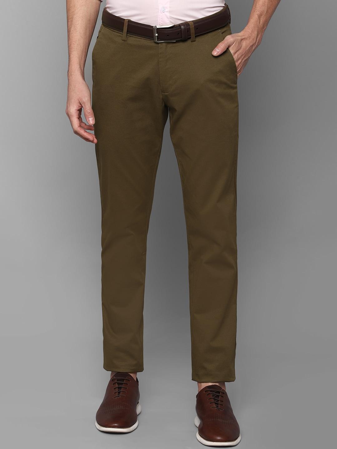 Allen Solly Men Olive Green Slim Fit Mid-Rise Casual Trousers