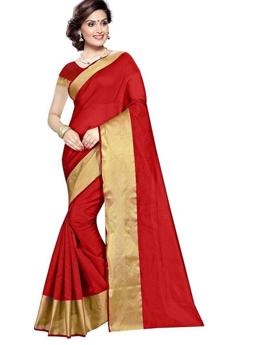 florence-red-&-golden-cotton-silk-saree-with-zari-border