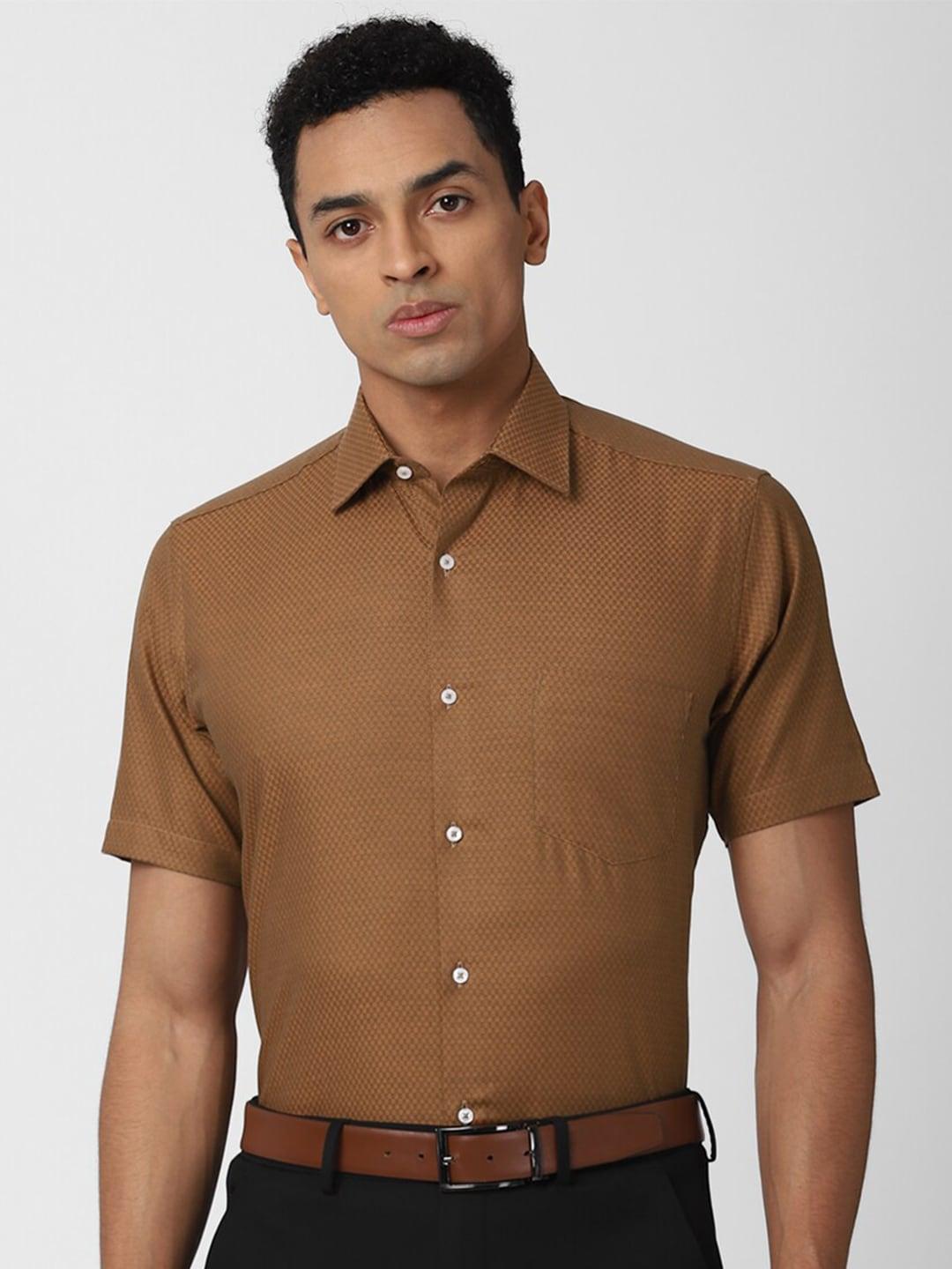 Van Heusen Men Brown Regular Fit Cotton Formal Shirt