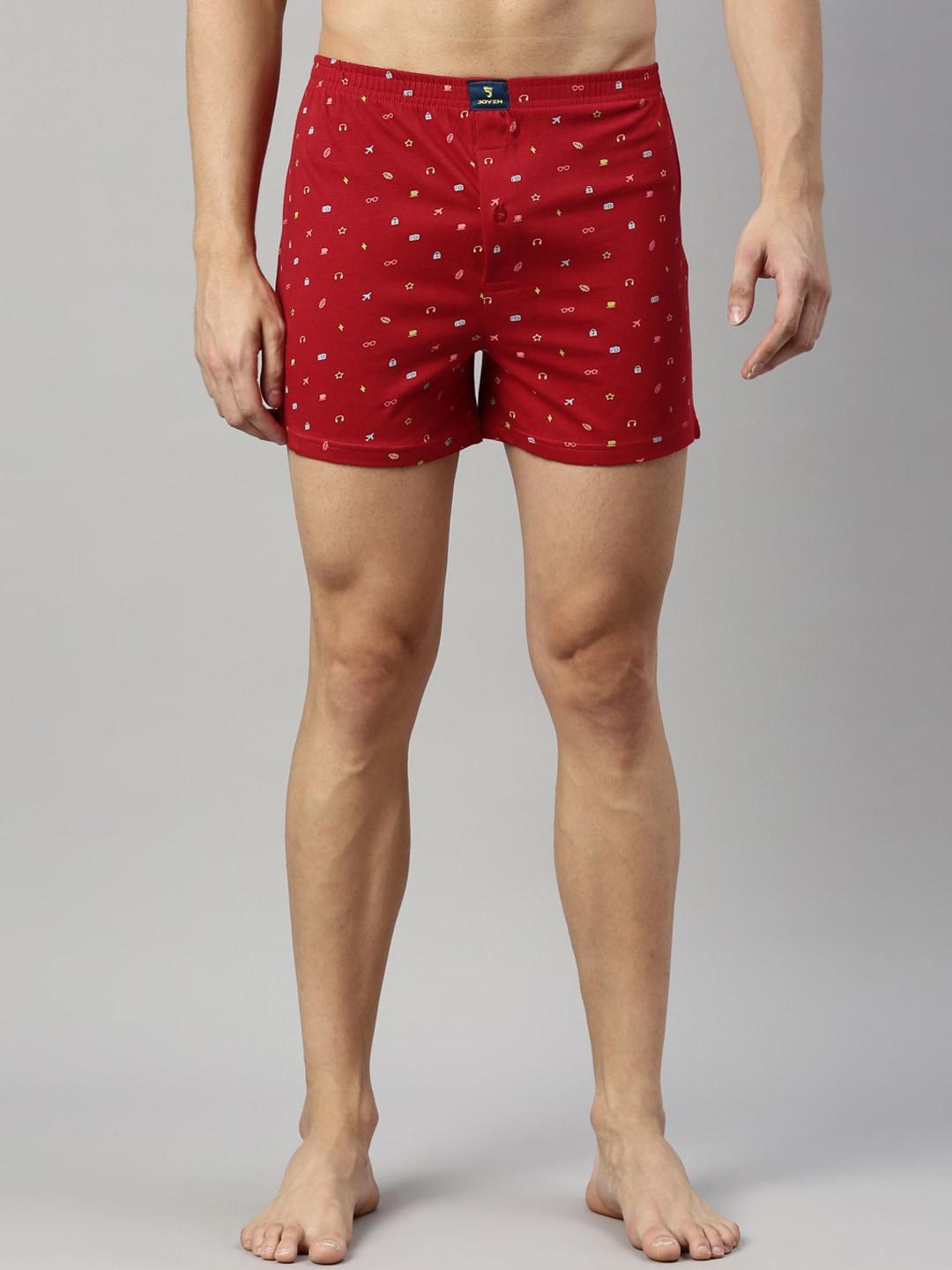 Joven Men Red Printed Knitted Boxer - 22JB1K-RT