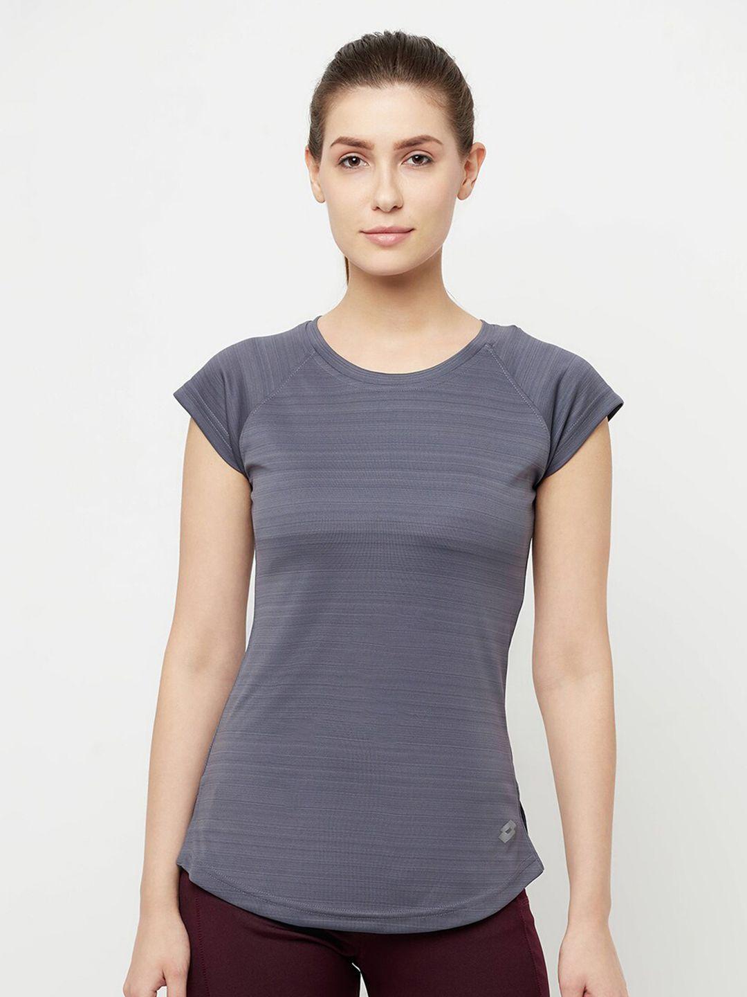lotto-women-grey-solid-outdoor-sports-t-shirt