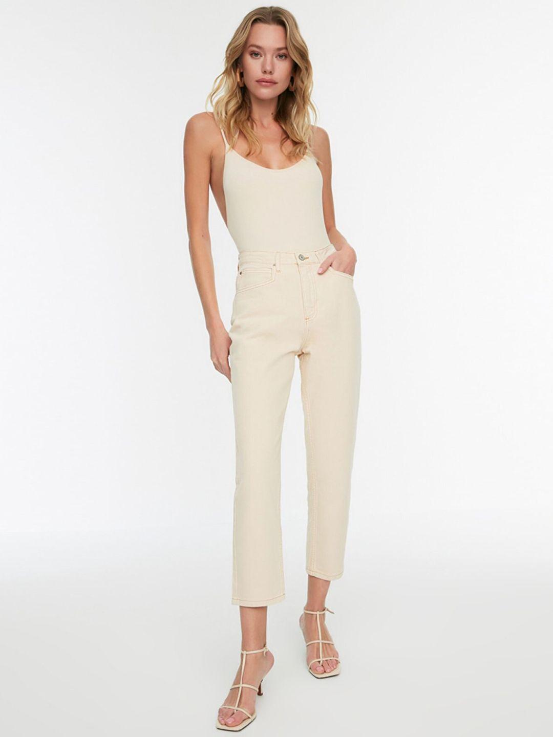 trendyol-women-off-white-pure-cotton-high-rise-mom-fit-jeans