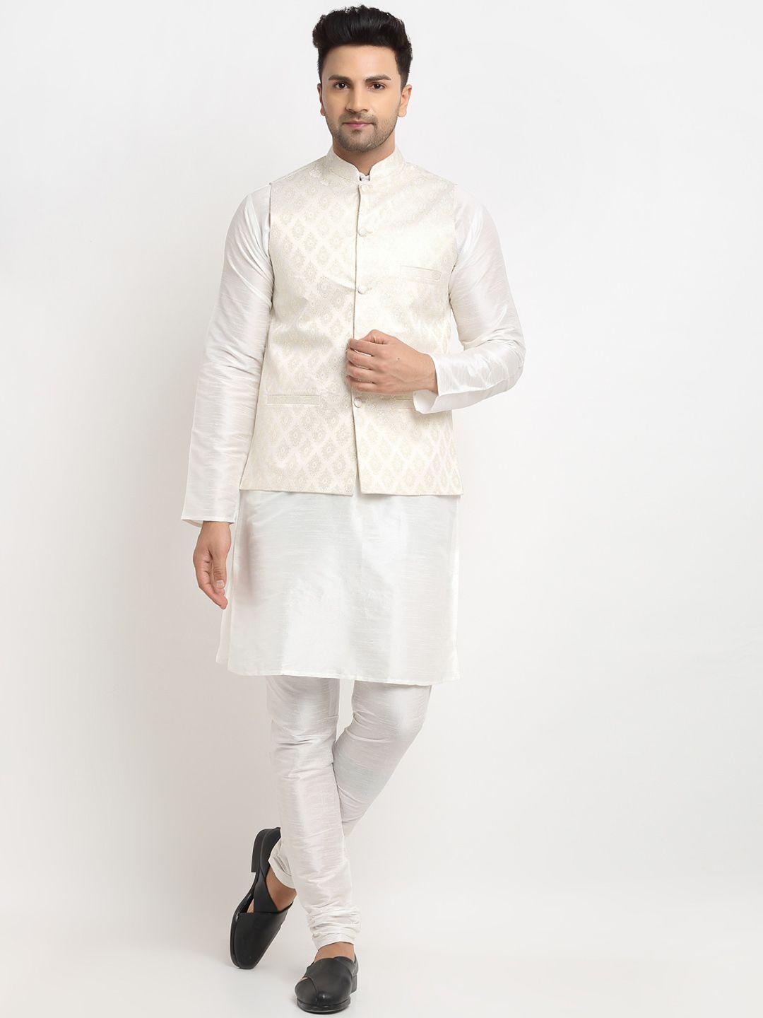 kaifoo-men-beige-ethnic-motifs-kurta-with-pyjamas-with-nehru-jacket