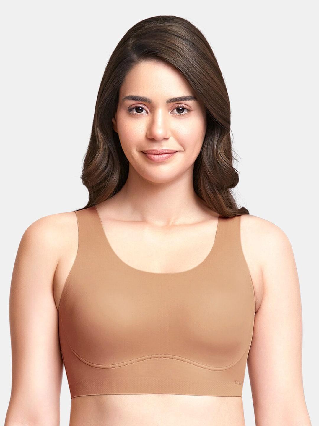 Amante Beige Solid Non-Padded Non-Wired Full Coverage Slipon Support Bra - BRA83501