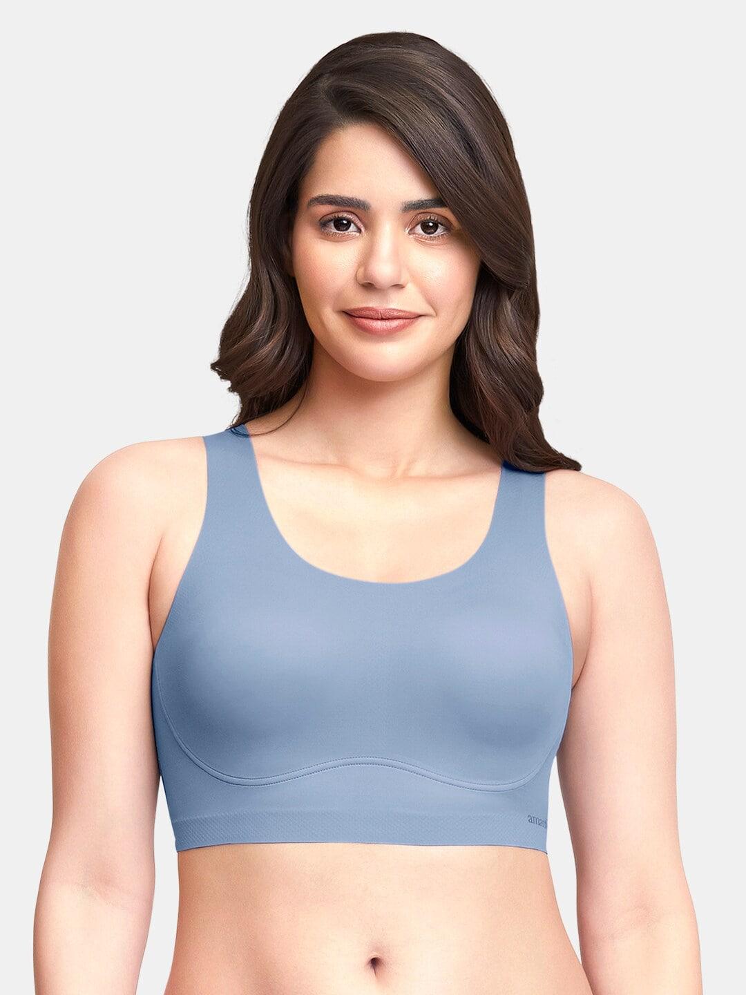 Amante Blue Solid Non-Padded Non-Wired Full Coverage Slipon Support Bra - BRA83501