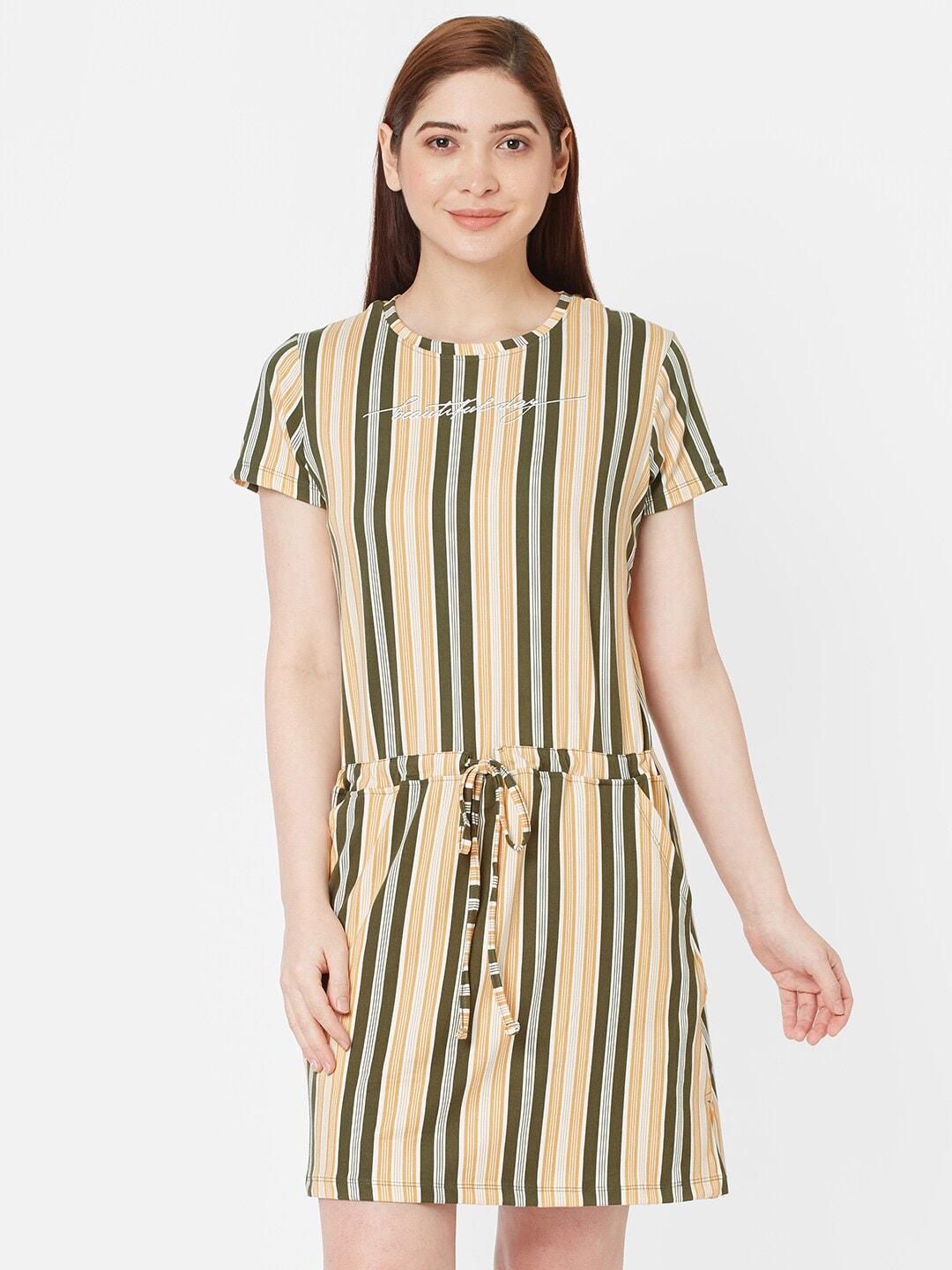 sweet-dreams-women-green-&-mustard-striped-nightdress