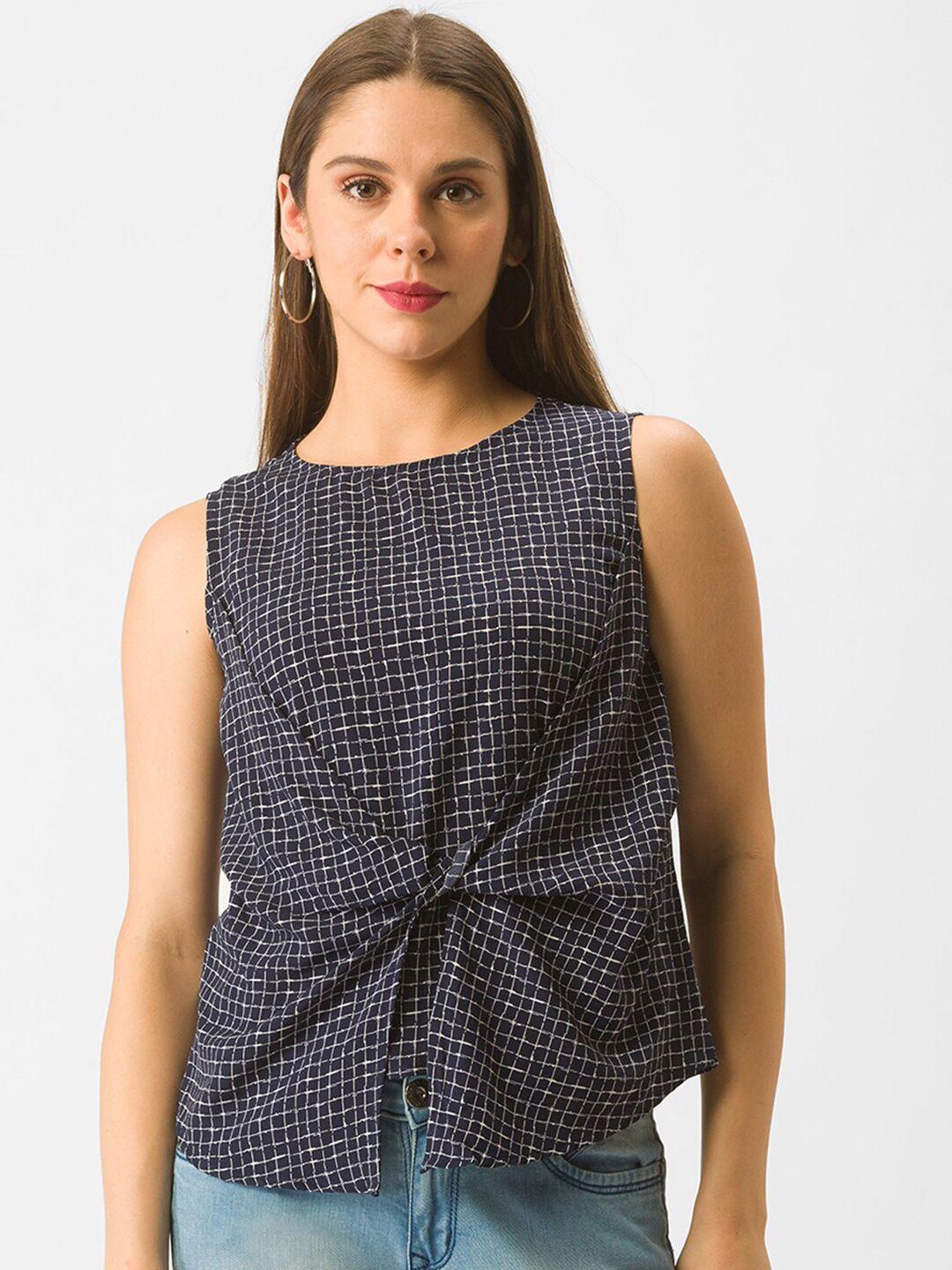globus-navy-blue-checked-twisted-top