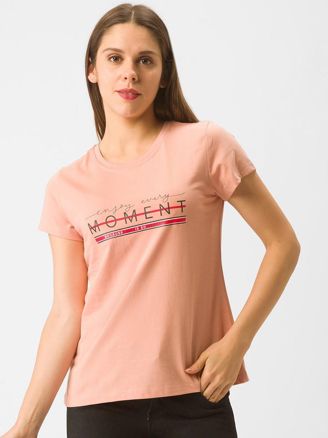 Globus Women Pink Typography Printed T-shirt