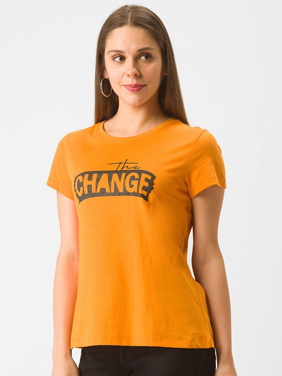 globus-women-yellow-typography-printed-t-shirt