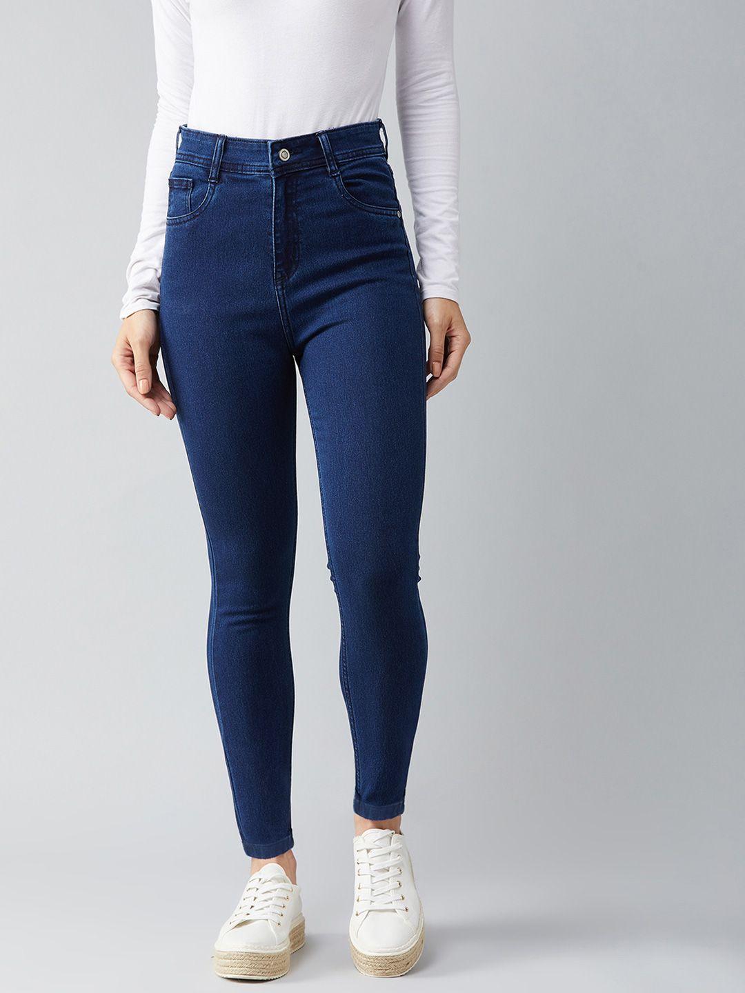 DOLCE CRUDO Navy Blue Skinny Fit High-Rise Stretchable Jeans