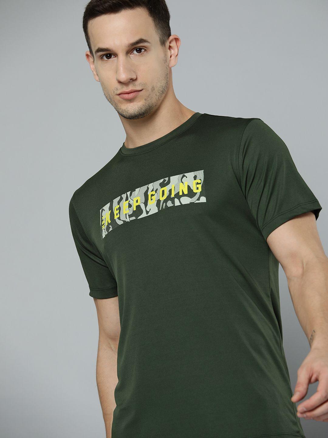 HRX By Hrithik Roshan Training Men Kombu Green Rapid-Dry Typography Tshirts