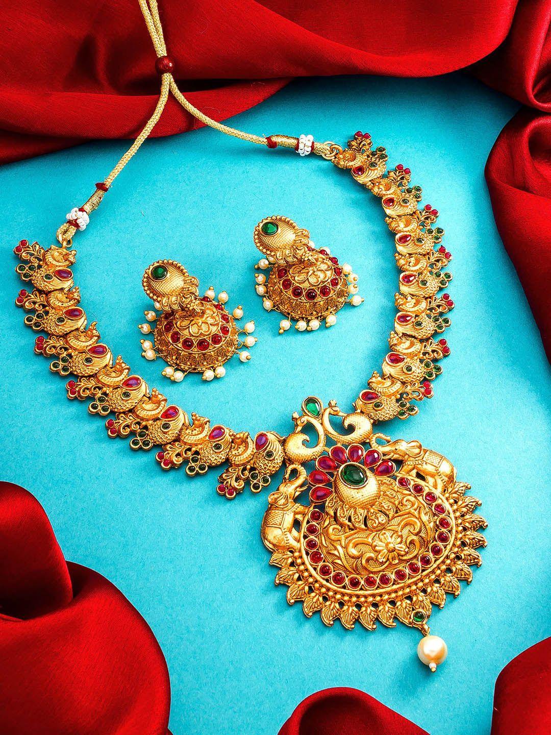 aadita-gold-plated-pearl-temple-choker-set
