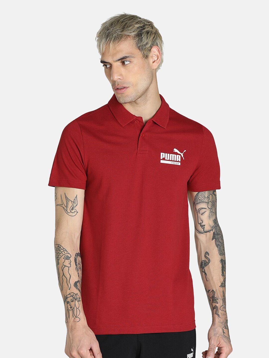 Puma Men Red Polo Collar Slim Fit T-shirt