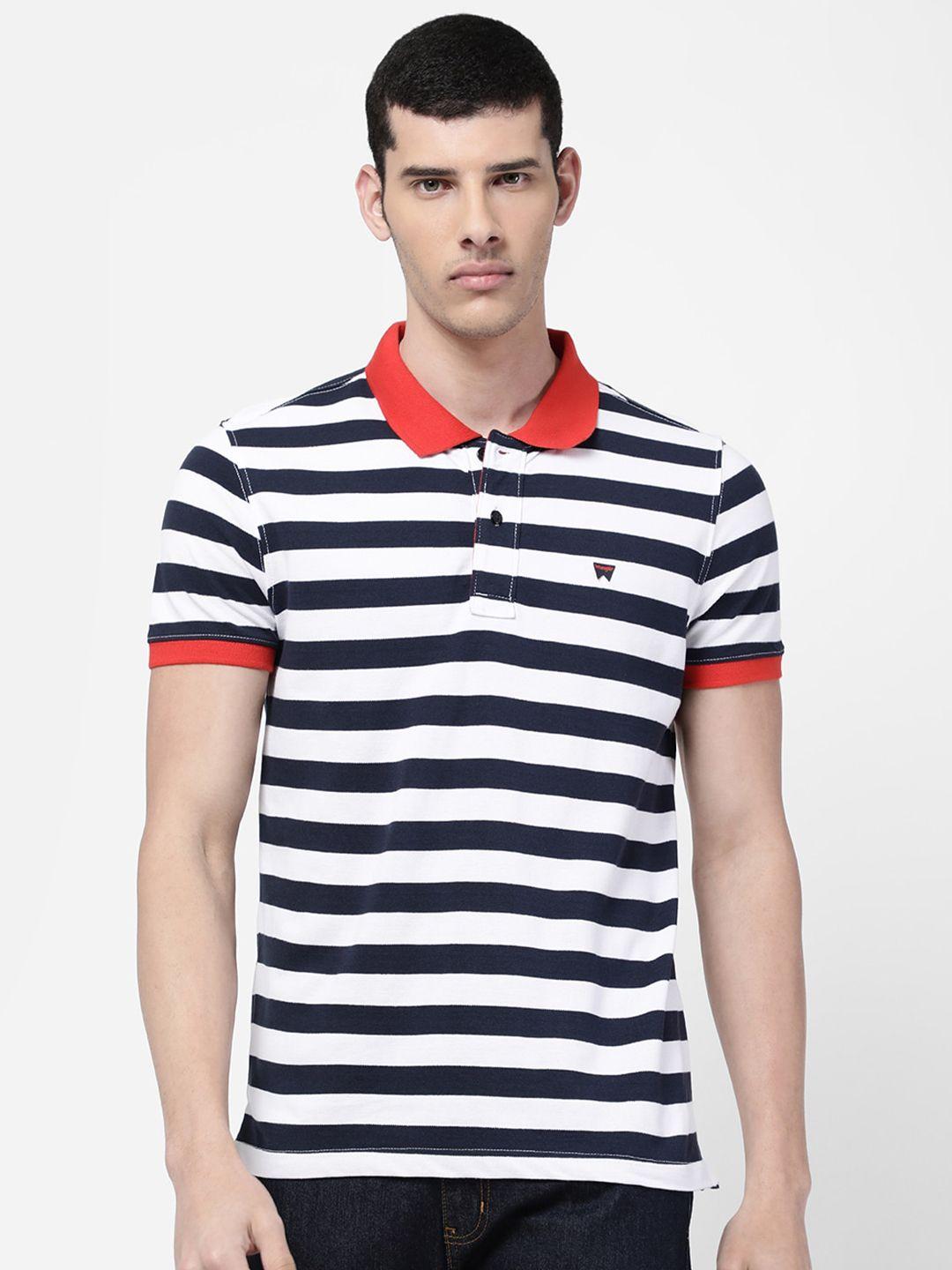 wrangler-men-blue-&-white-striped-polo-collar-t-shirt