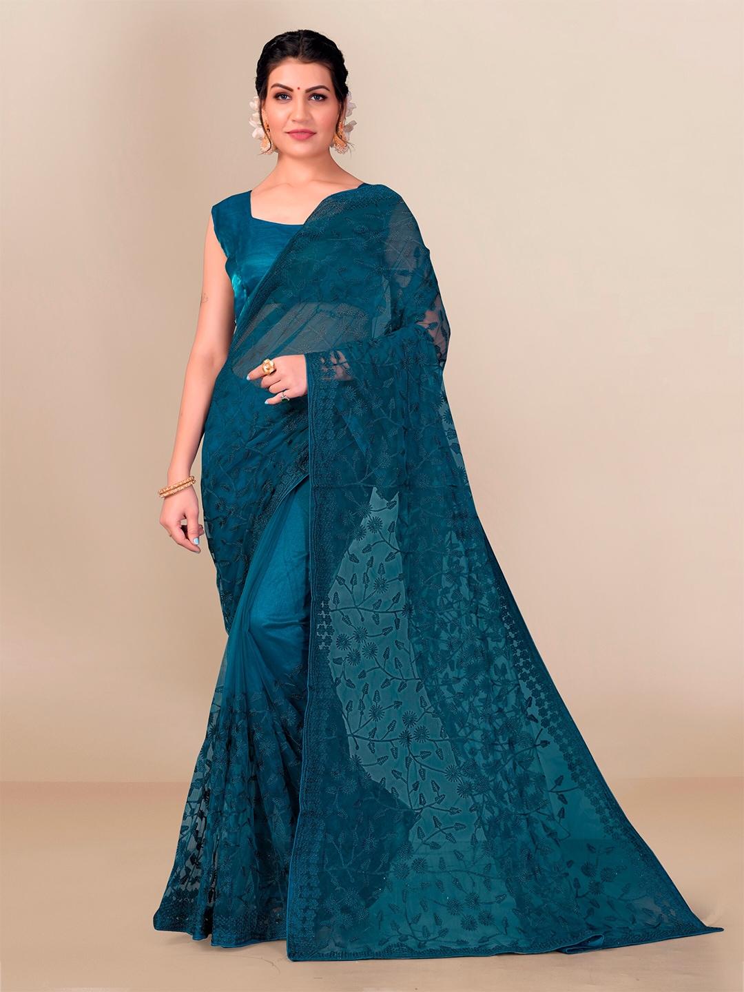 vairagee-navy-blue-floral-embroidered-net-saree