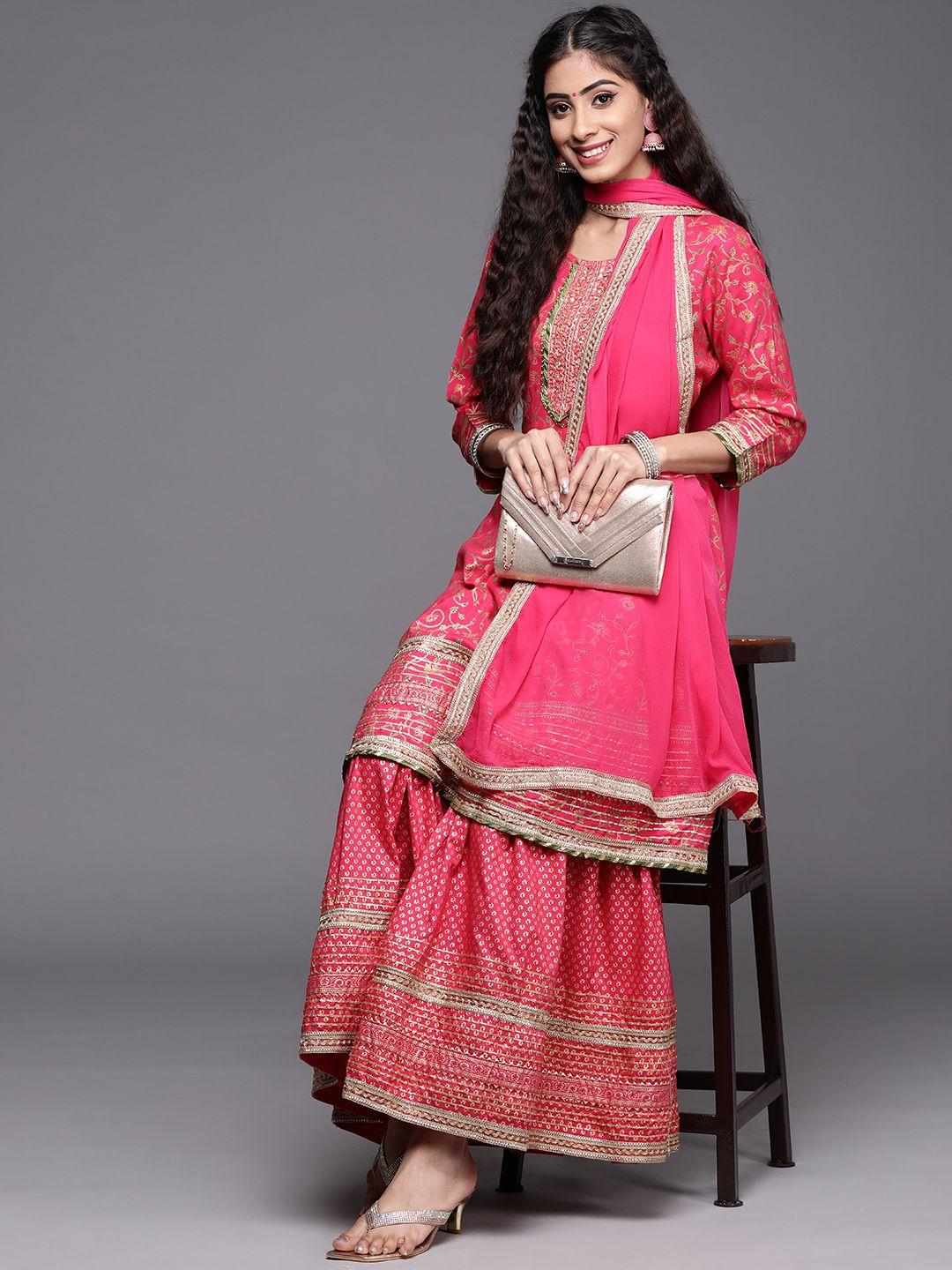 ksut-women-pink-ethnic-motifs-printed-empire-beads-and-stones-kurta-with-sharara-&-with-dupatta
