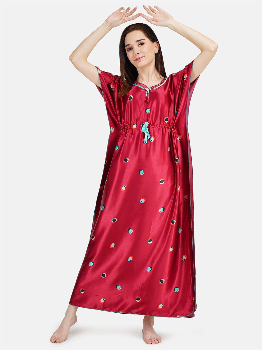 koi-sleepwear-maroon-printed-satin-loose-fit-kaftan-maxi-nightdress
