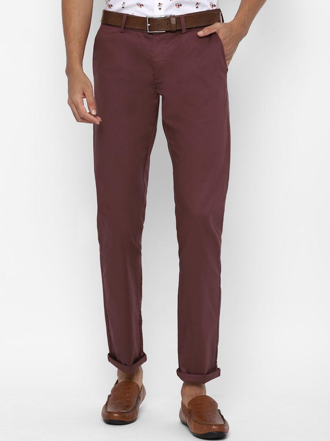 allen-solly-men-maroon-solid-slim-fit-trousers