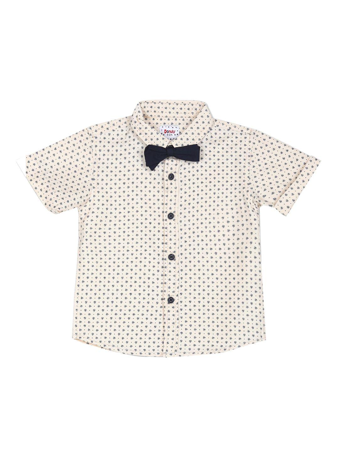 Donuts Boys Beige Printed Casual Shirt