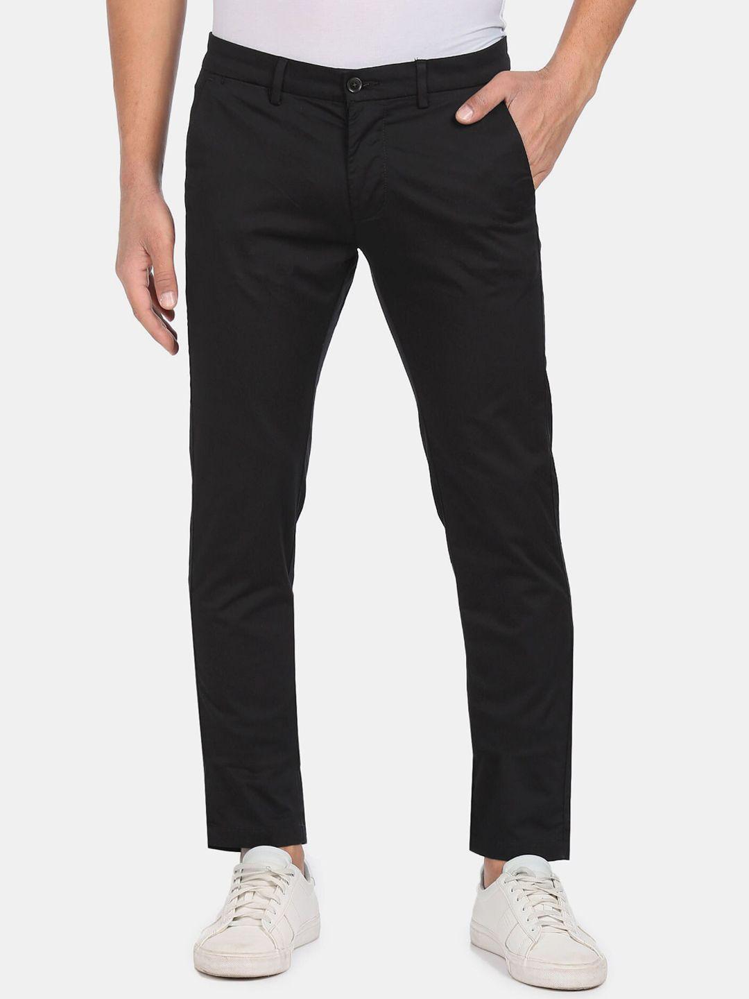 arrow-men-black-mid-rise-solid-flat-front-formal-trousers