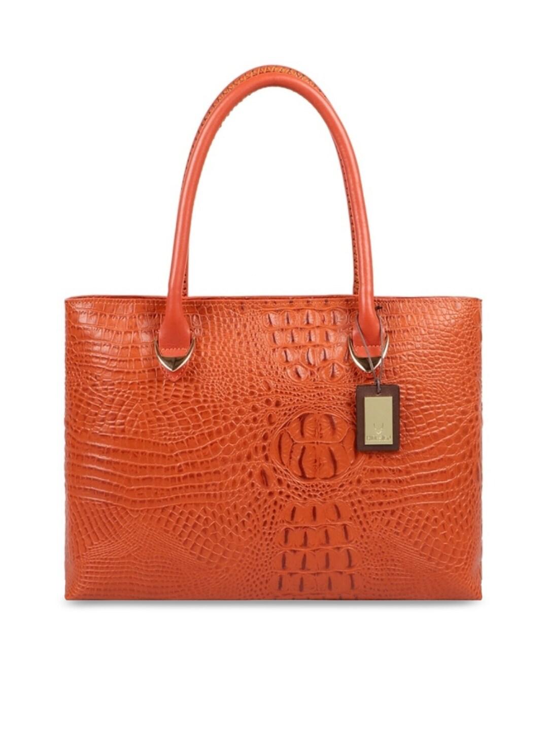 Hidesign Orange Textured Leather Shopper Shoulder Bag