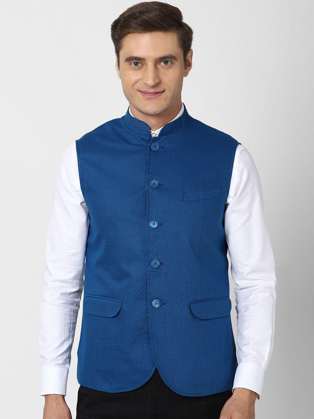 peter-england-elite-men-blue-solid-nehru-jacket