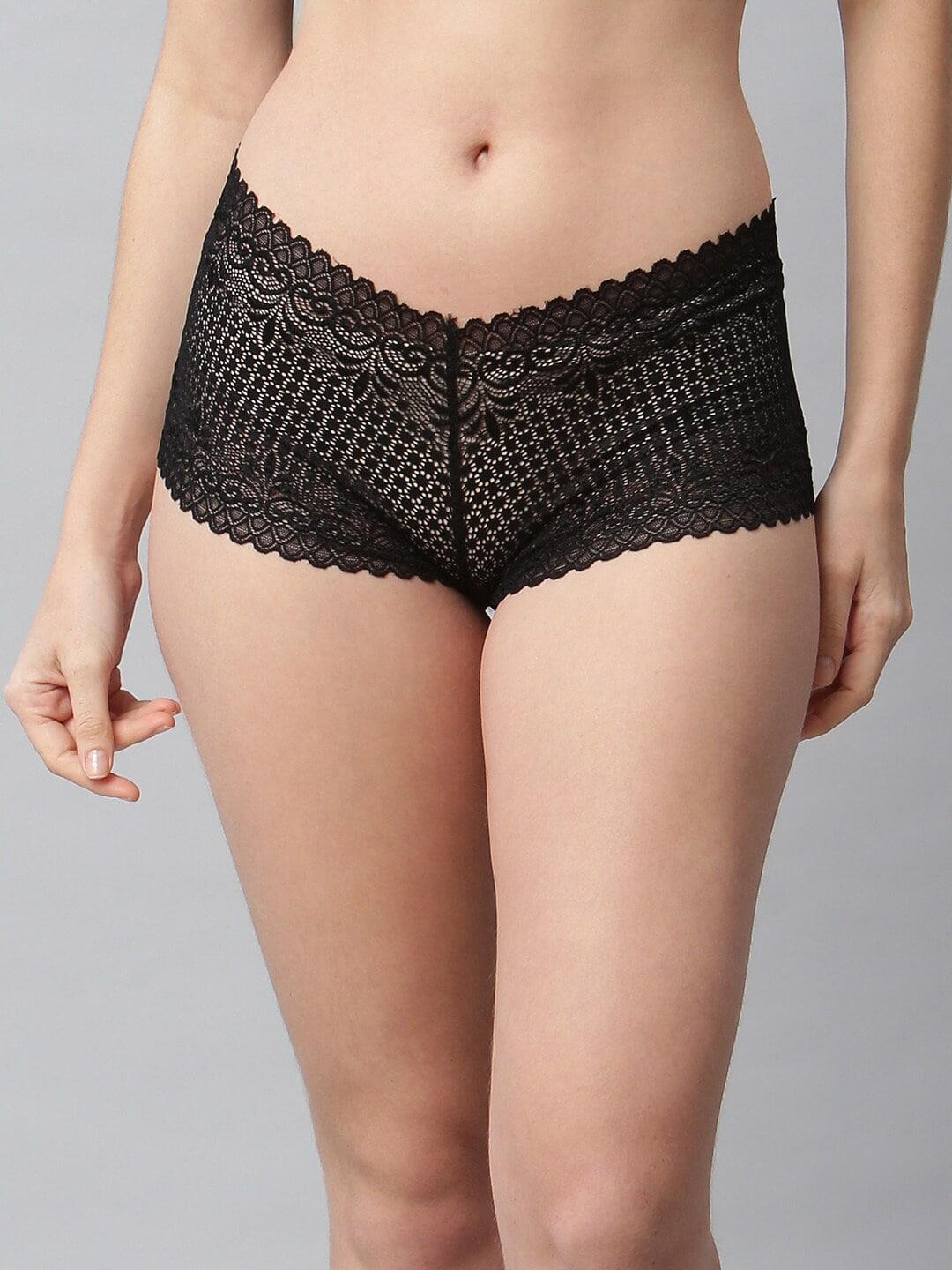 CUKOO Women Black Lace  Hipster Panty BP21-025