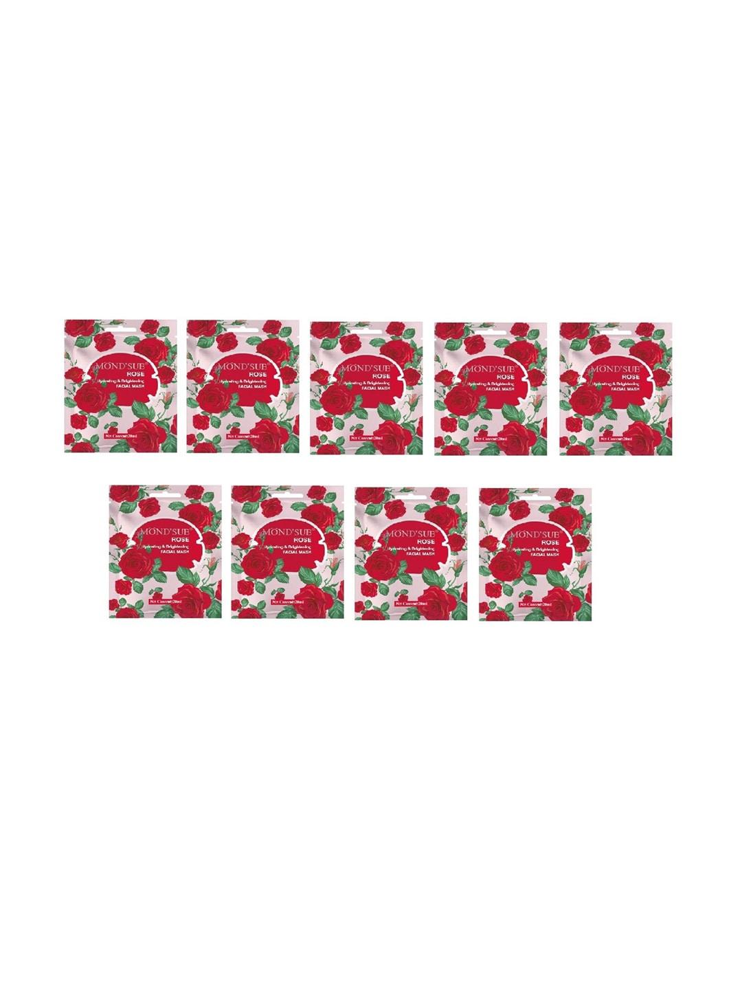 MONDSUB Set Of 9 Rose Hydrating & Brightening Face Sheet Mask