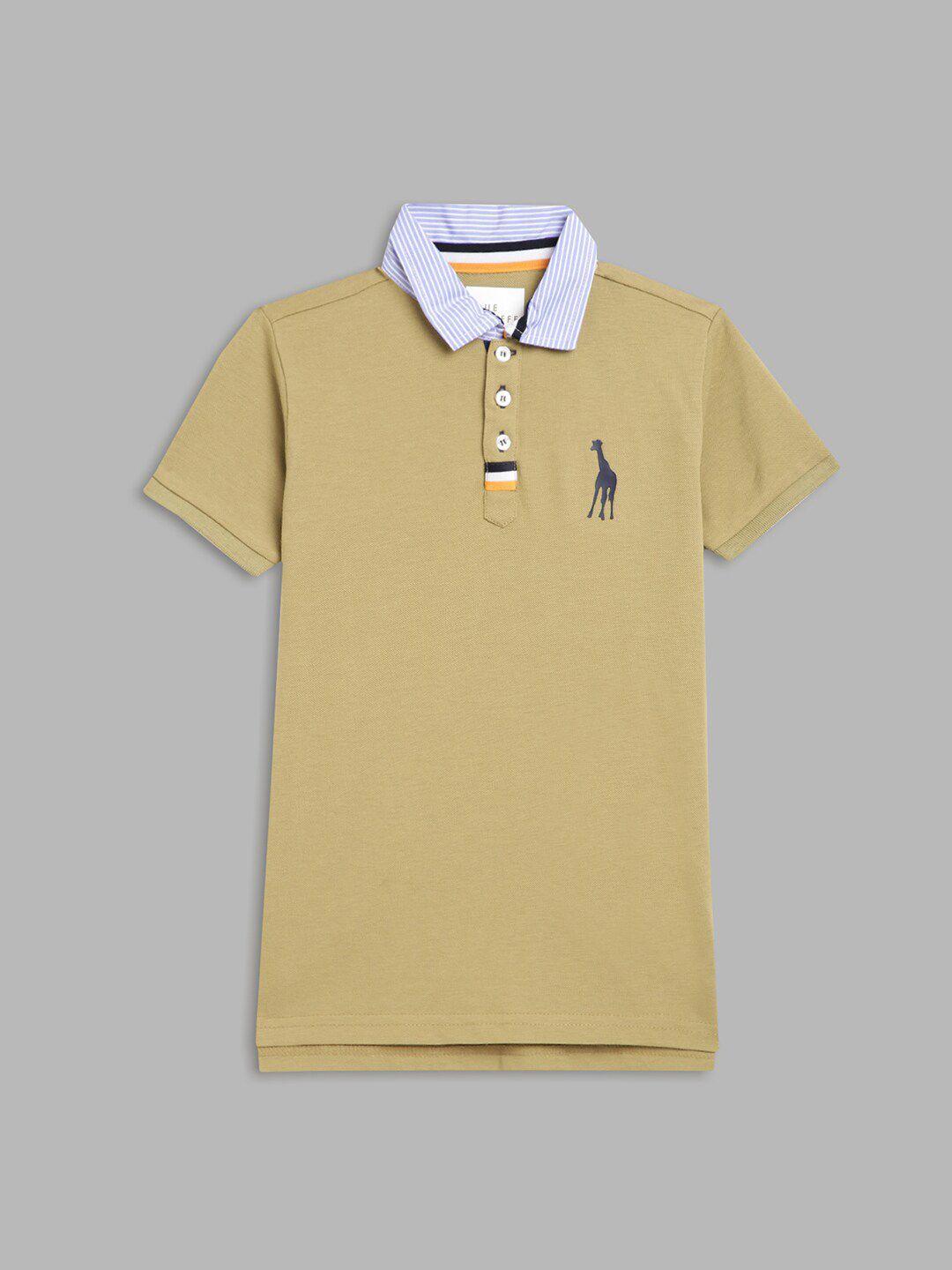 Blue Giraffe Boys Olive Green Polo Collar T-shirt