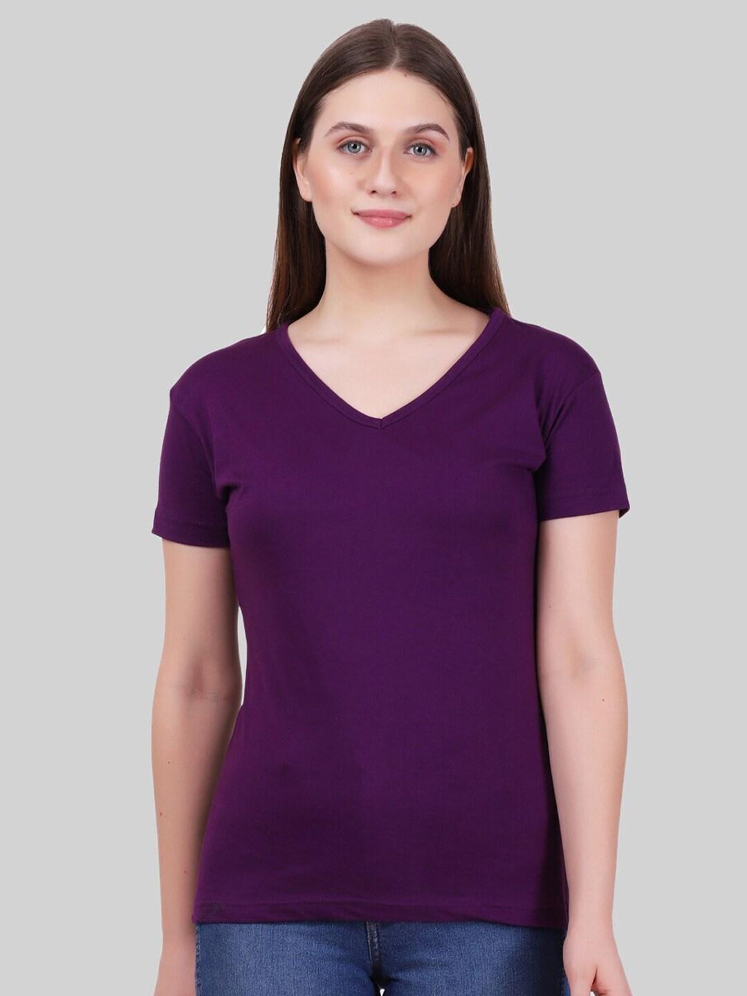 Fleximaa Branded V Neck Half Sleeve Plain T-Shirt