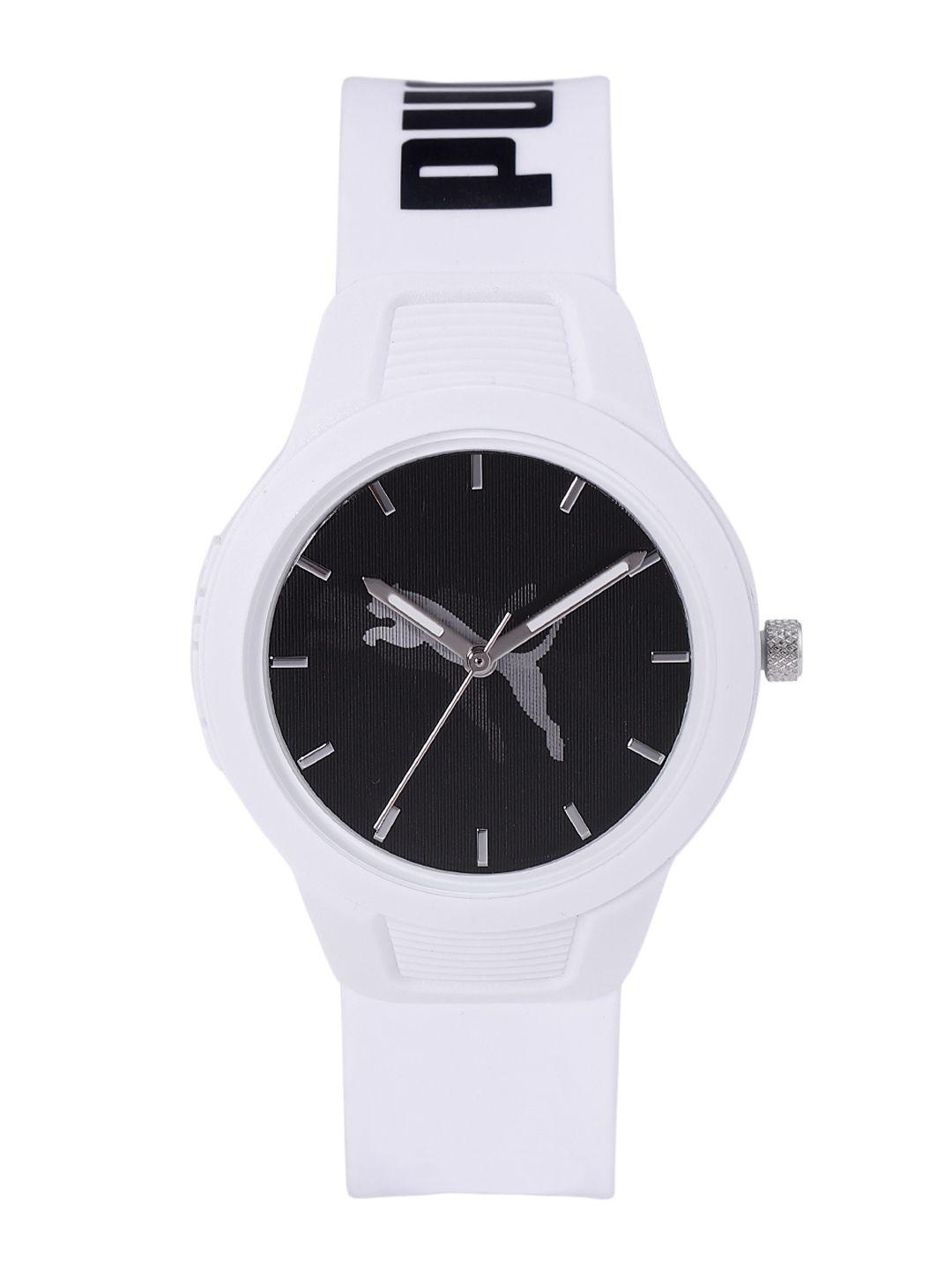 puma-women-black-dial-&-white-straps-analogue-watch