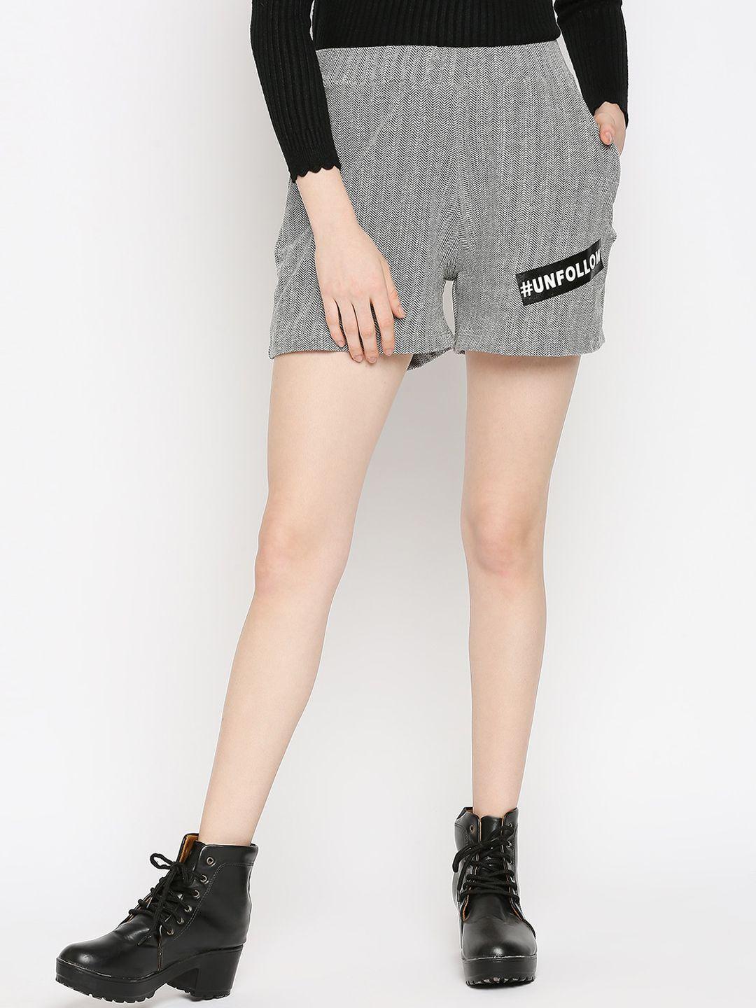 disrupt-women-grey-self-design-regular-shorts