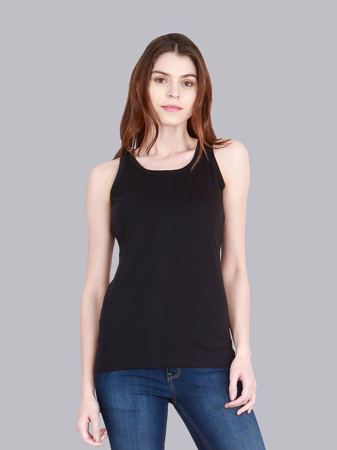 fleximaa-women-black-solid-t-shirt