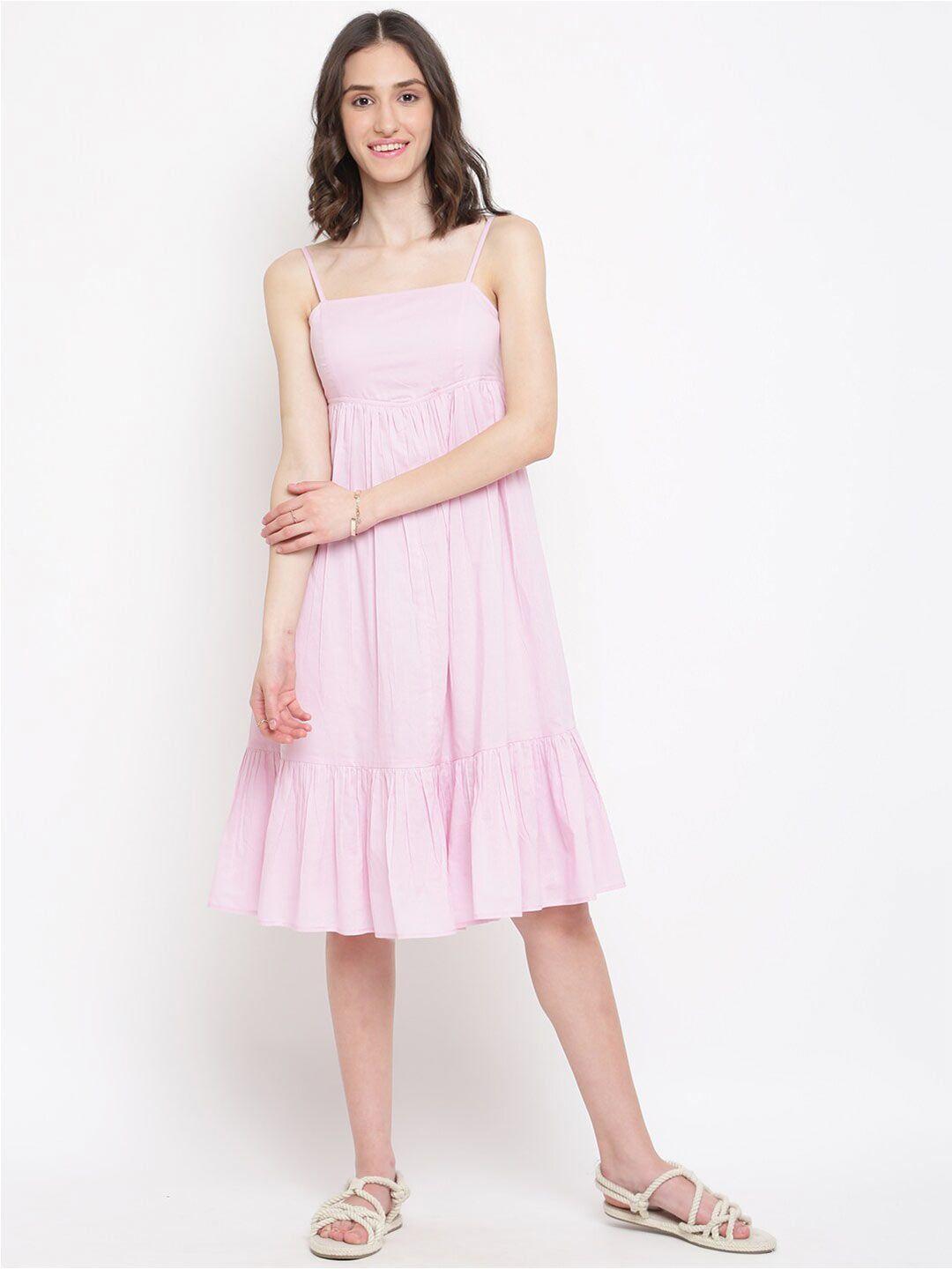 fabindia-women-pink-solid-cotton-dress