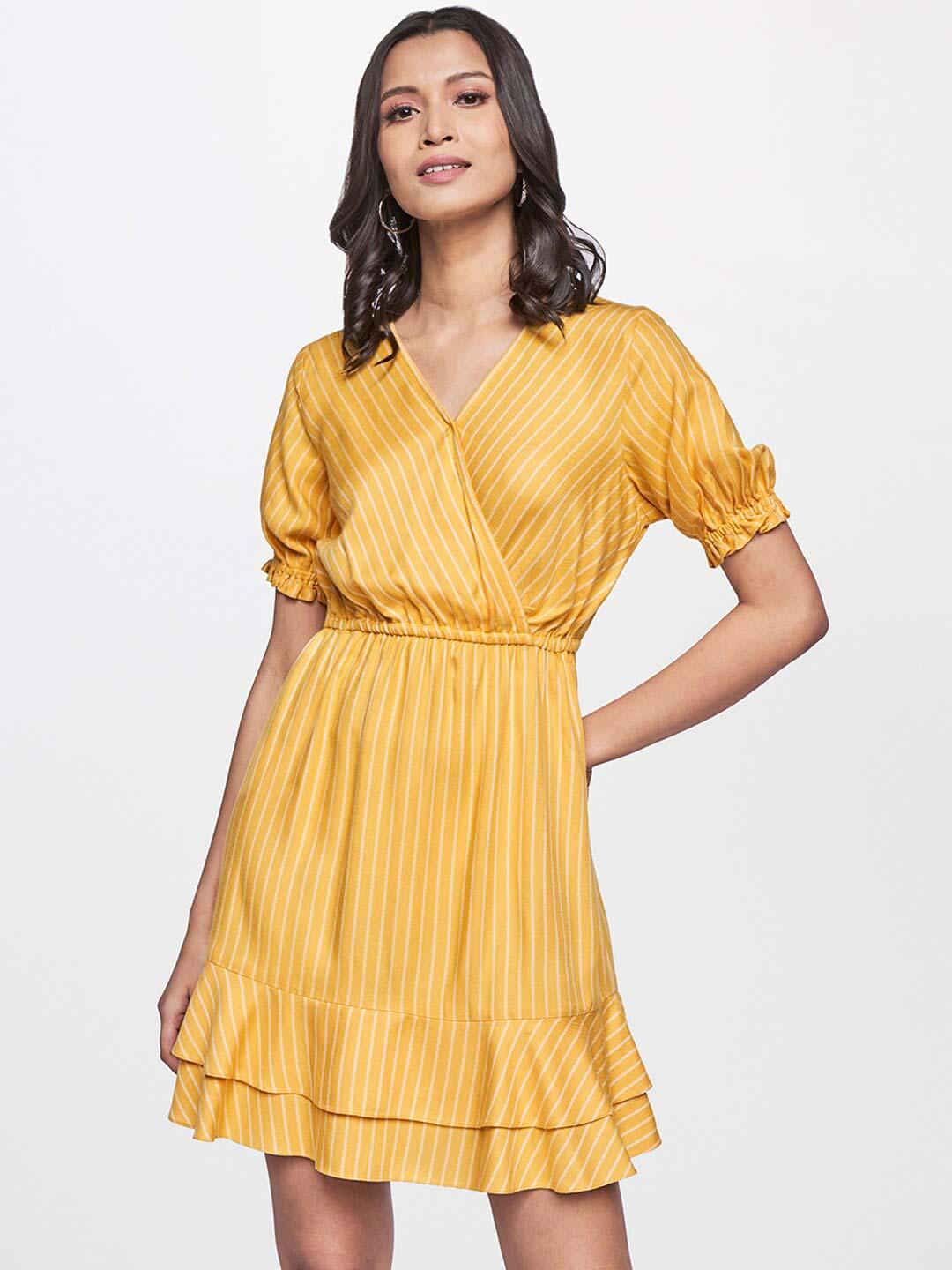 AND Women Yellow Georgette Dress