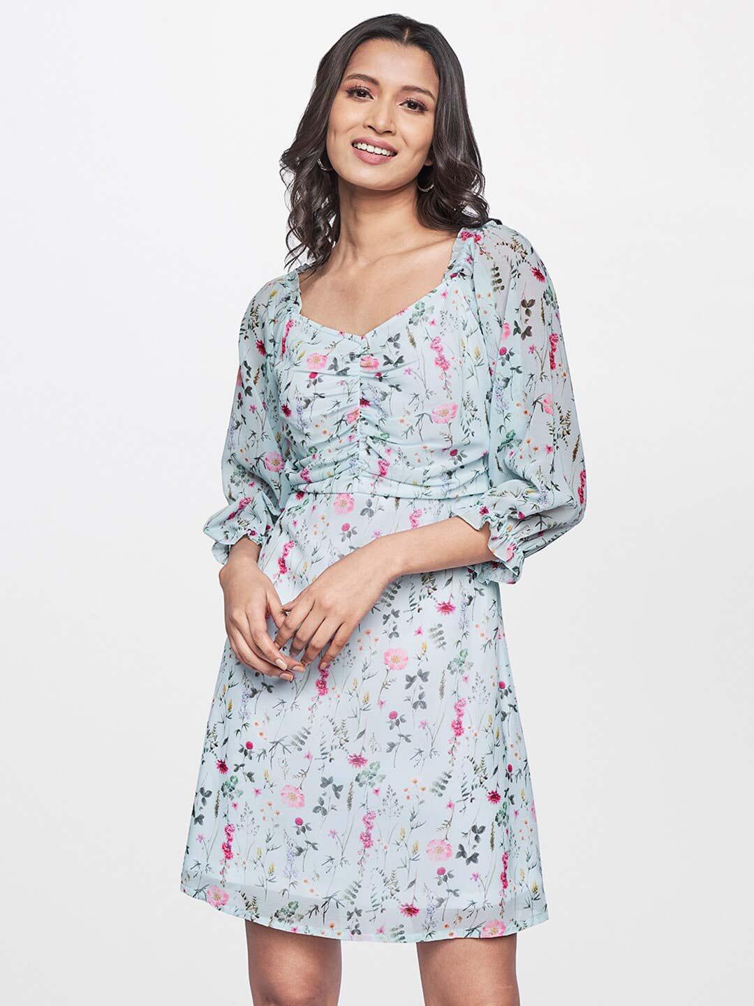 and-women-blue-floral-georgette-a-line-dress
