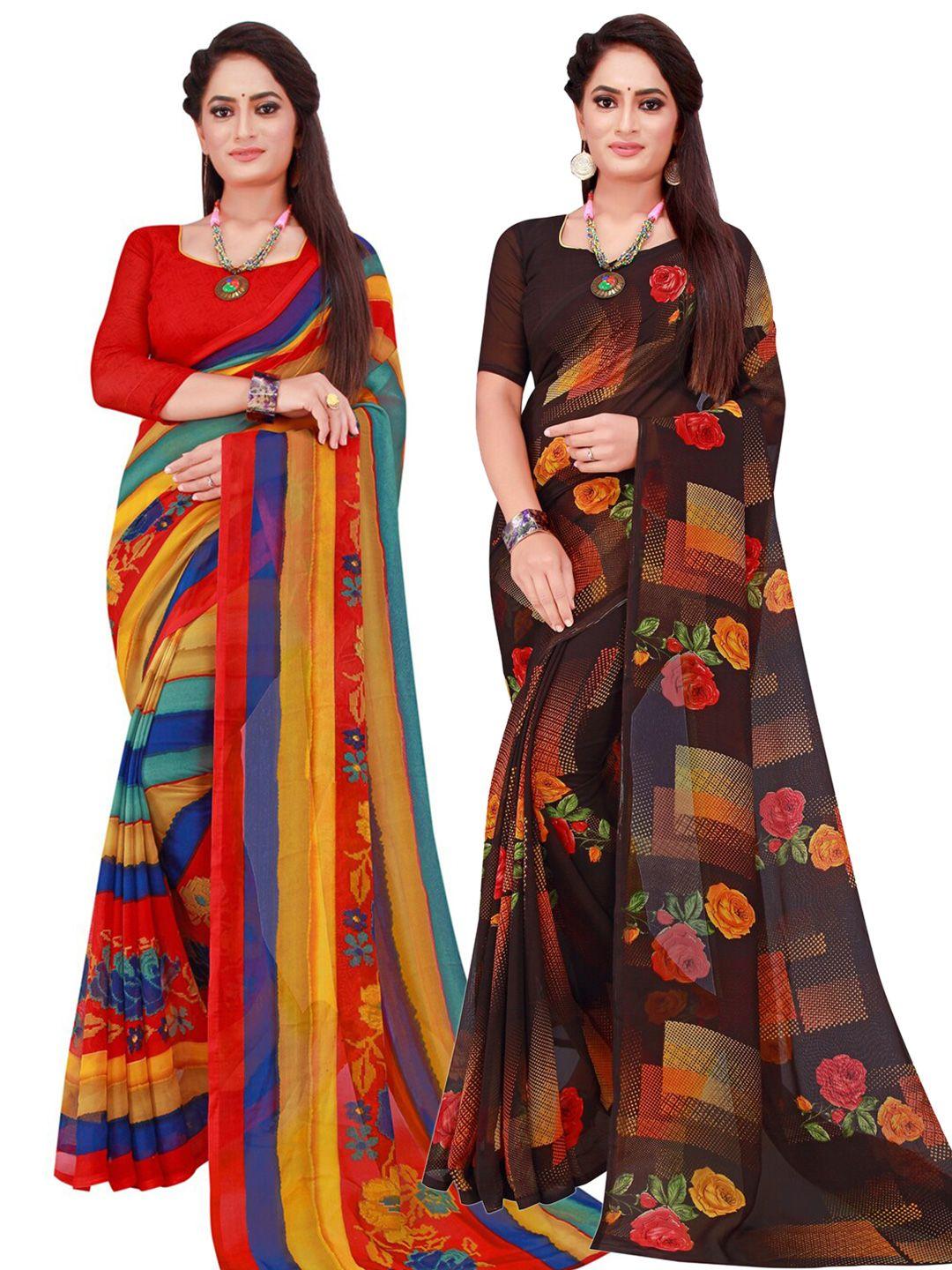 saadhvi-multicoloured-&-black-striped-pack-of-2--pure-georgette-saree