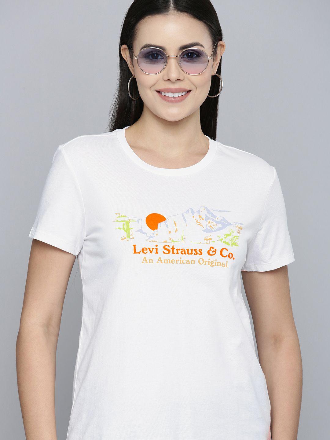 Levis Women White Printed T-shirt