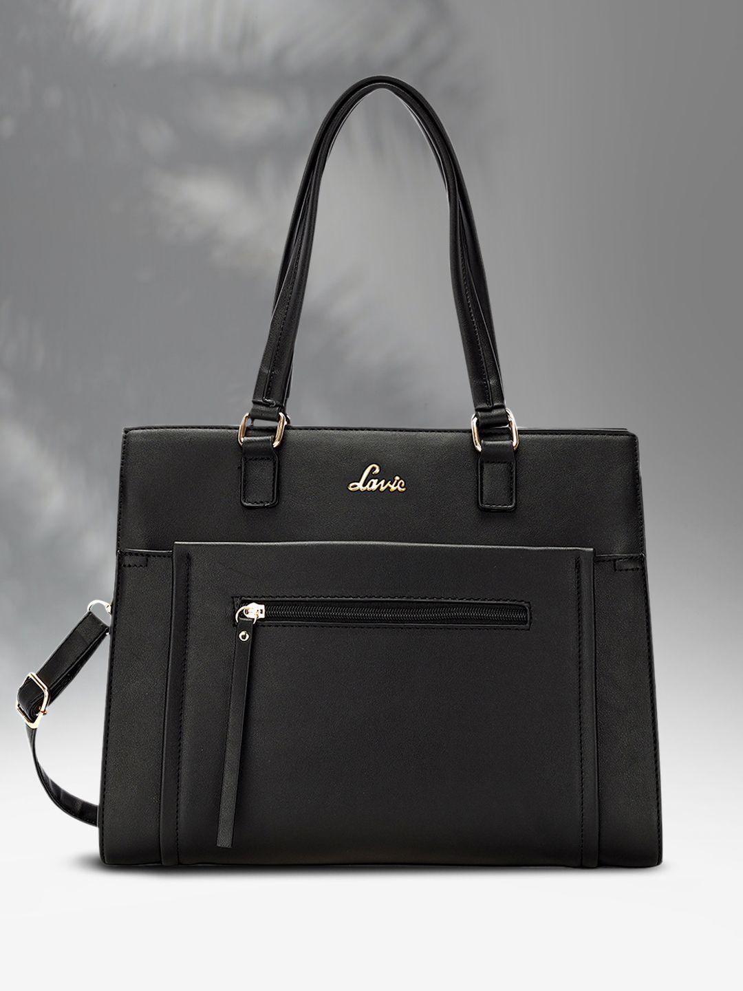 Lavie Fair Black Solid Structured Handheld Bag