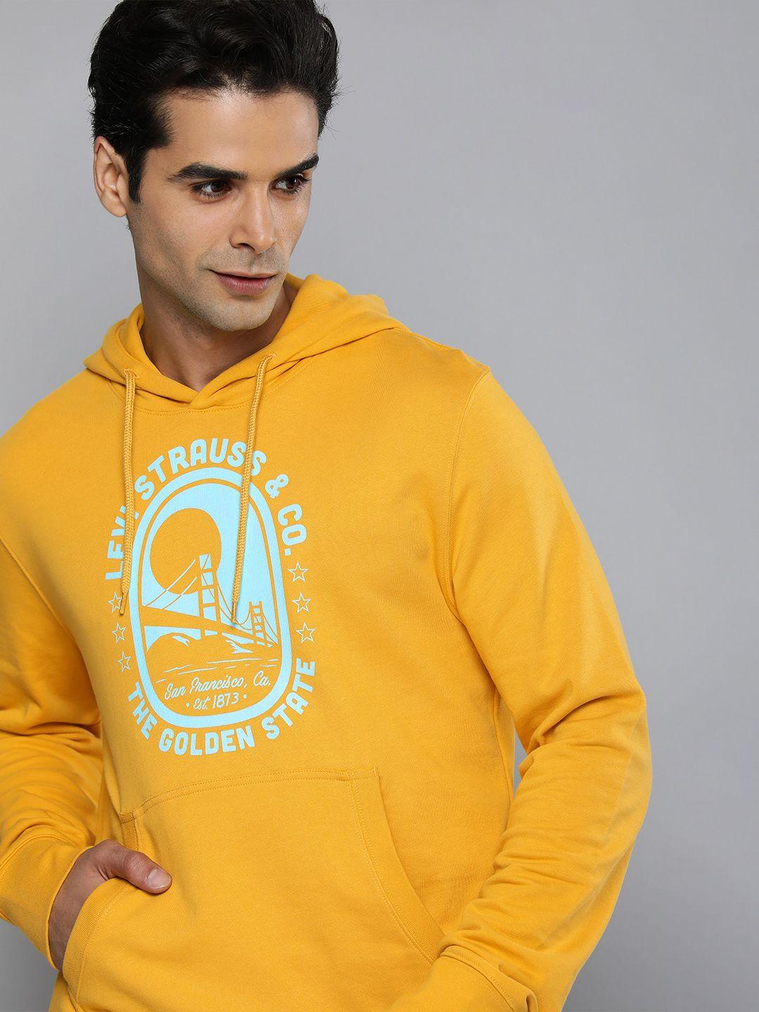 levis-men-yellow-printed-hooded-pure-cotton-sweatshirt