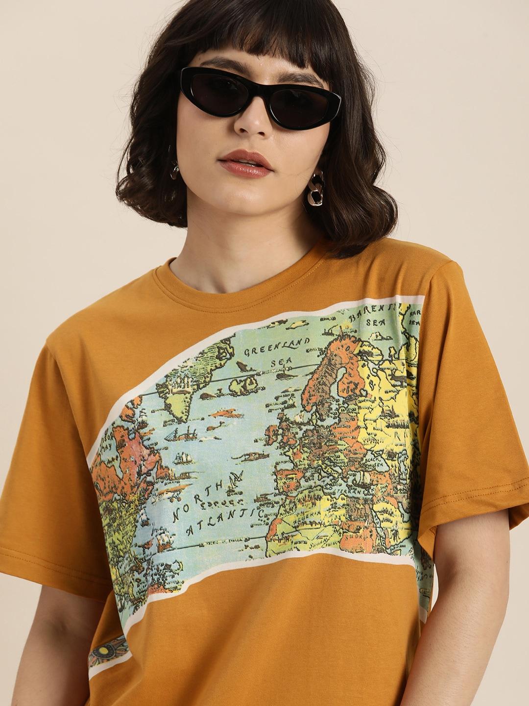 difference-of-opinion-camel-brown-&-blue-graphic-printed-cotton-oversized-longline-t-shirt