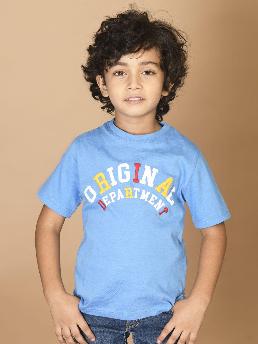 LilPicks Boys Blue Typography Printed T-shirt