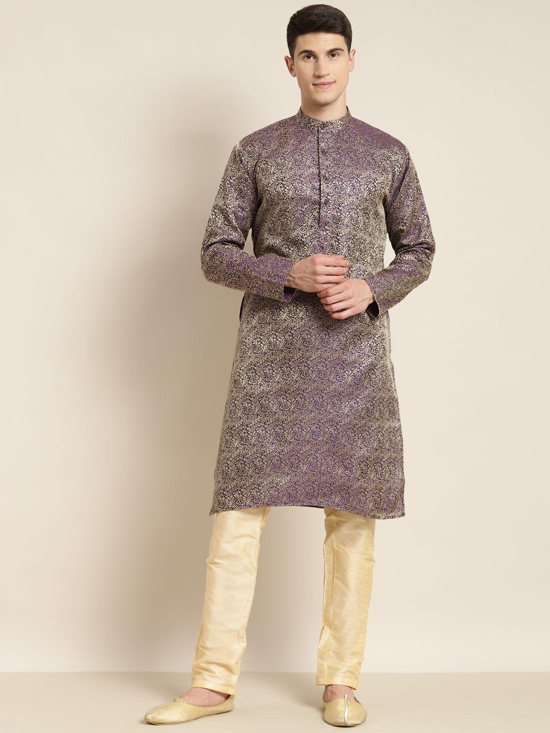 sojanya-men-purple-&-golden-ethnic-motifs-kurta