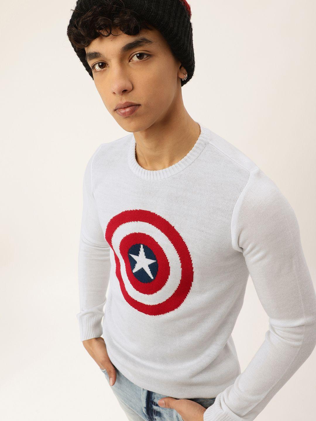 kook-n-keech-marvel-teens-boys-white-&-red-captain-america-printed-pullover