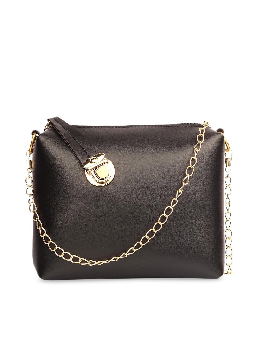 Style SHOES Black PU Structured Sling Bag
