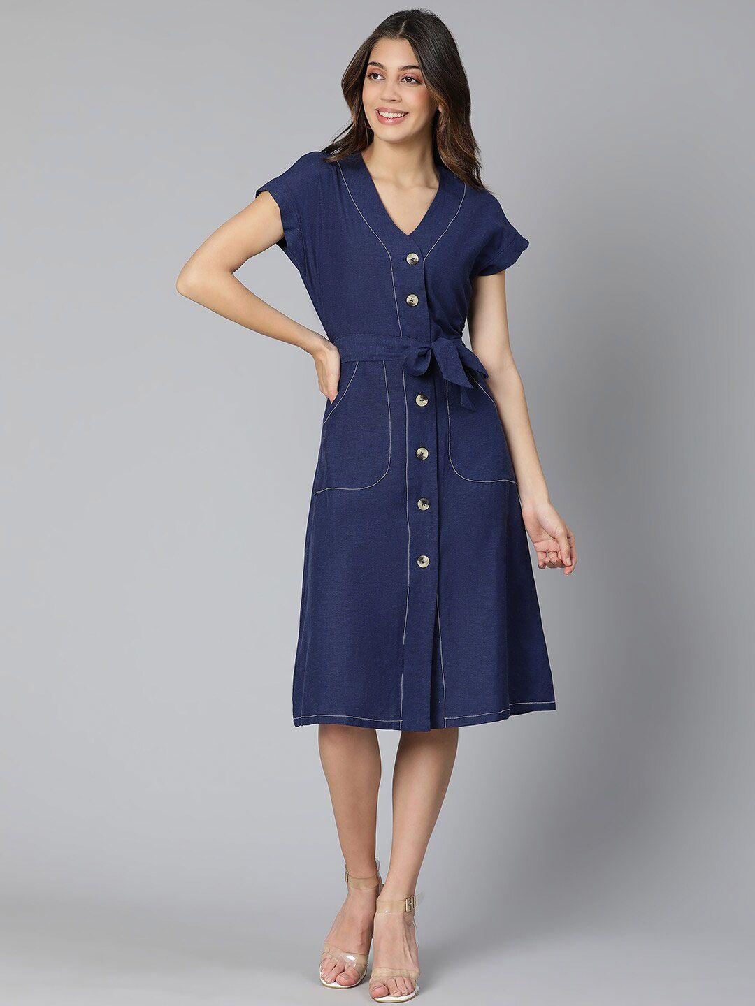 Oxolloxo Navy Blue A-Line Dress