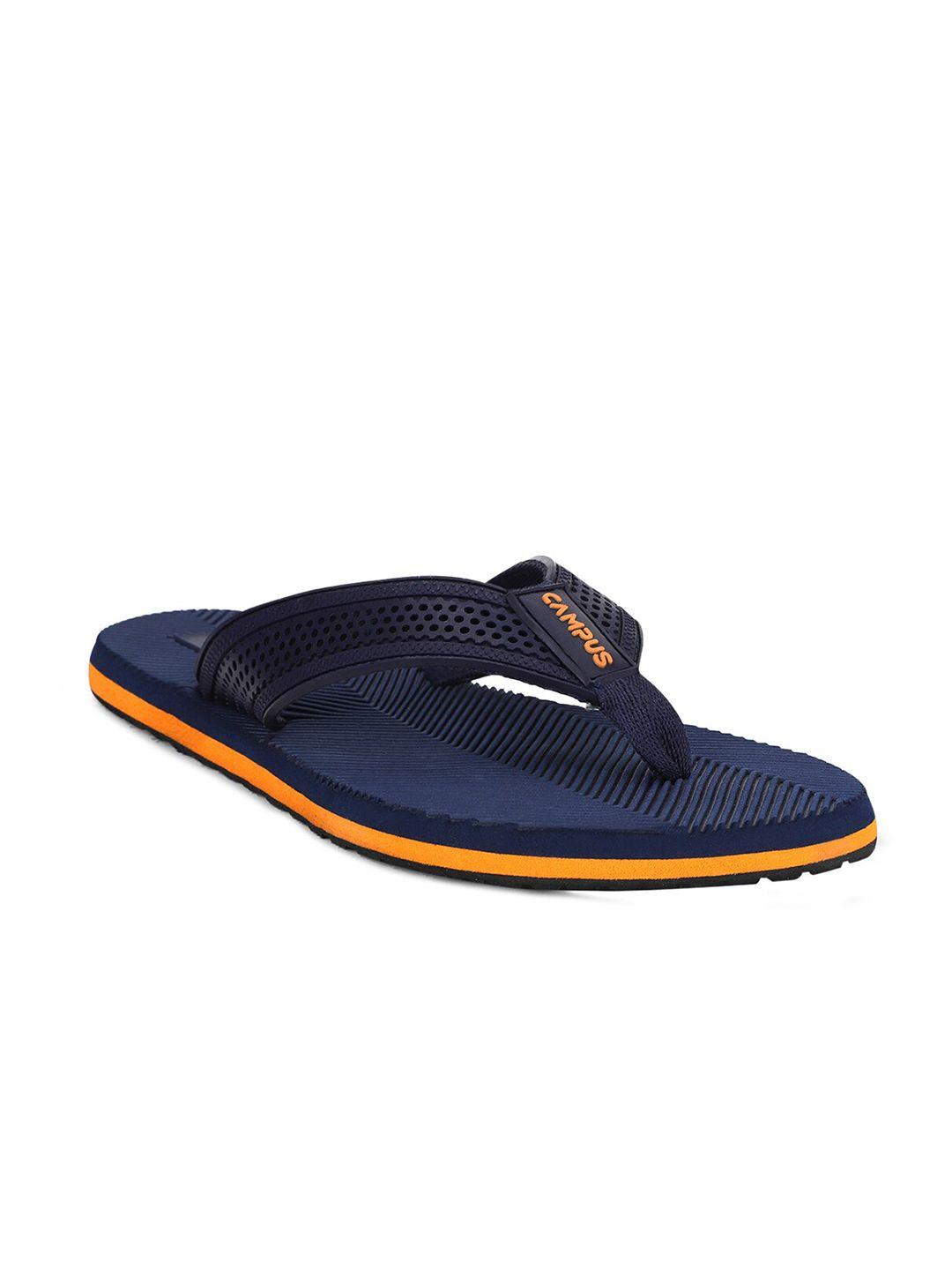 Campus Men Navy Blue & Orange Thong Flip-Flops